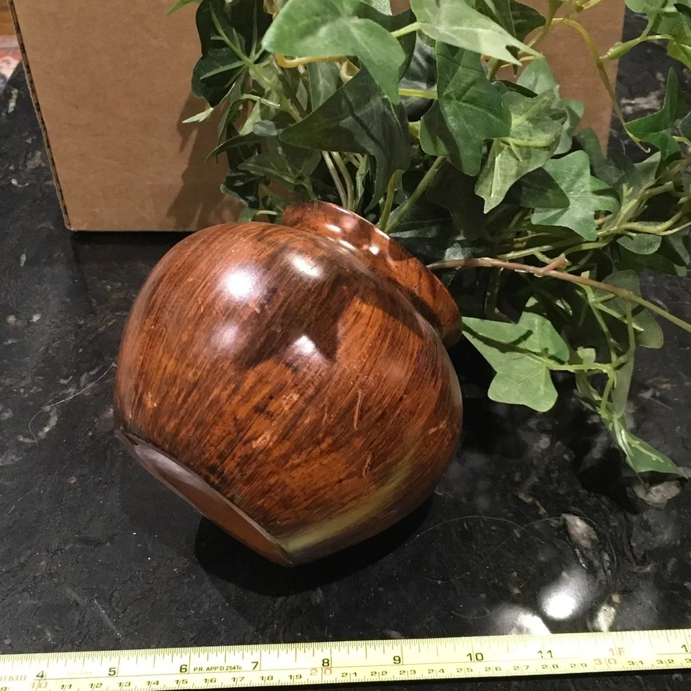 Artificial Ivy Plant in Stained Wood Vase